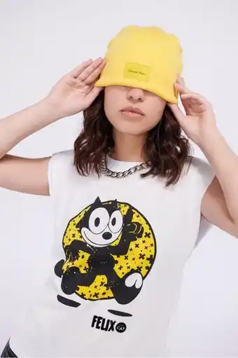 Koaj Camiseta con hombreras estampada de felix el gato. oferta
