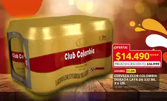 Ara Cerveza Club Colombia Dorada lata de 300ml x 6un oferta