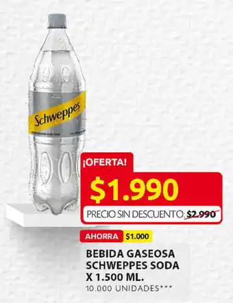Ara Bebida Gaseosa Schweppes Soda x 1.500ml oferta