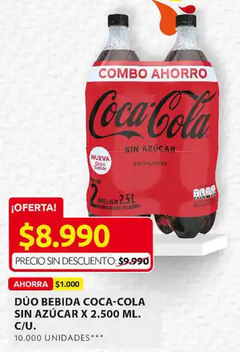 Ara Dúo Bebida Coca-Cola sin Azúcar x 2.500ml oferta