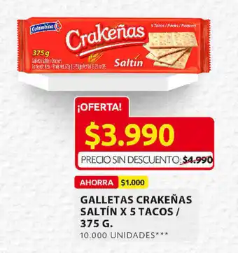 Ara Galletas Crakeñas Saltín 5 tacos / 375g oferta