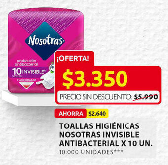 Ara Toallas Higiénicas Nosotras Invisible Antibacterial x 10 un oferta