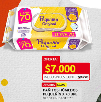 Ara Pañitos Húmedos Pequeñín x 70 un. oferta