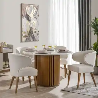 Muebles Jamar Comedor 4 puestos stella velvet marfil poliuretano oferta