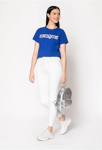 ELA Jean skinny blanco tiro alto. oferta
