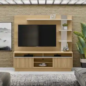 Muebles Jamar Centro de entretenimiento titanium natural, off white 200x191x38 oferta