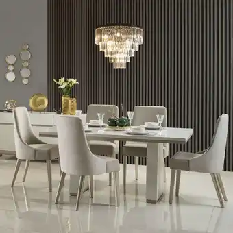 Muebles Jamar Comedor 6 puestos berlin velvet atlas almond beige y champaña oferta