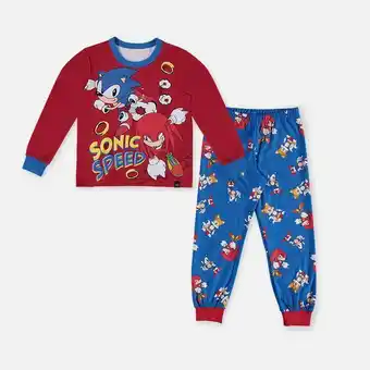 Éxito Pijama para niño, de pantalón largo azul/rojo de sonic oferta