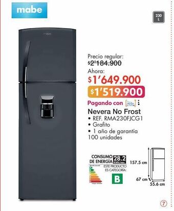 Metro Nevera no frost oferta