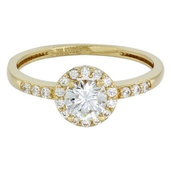 Kevin's Joyeros Anillo en oro amarillo de 18 kilates, con zircon central y decoración en zircones oferta