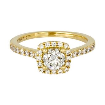 Kevin's Joyeros Anillo compromiso en oro amarillo de 18 kilates, con diamante central de 0.50 ct y decoración en diamantes de 0.24 ct oferta
