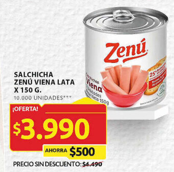 Ara SALCHICHA ZENÚ VIENA LATA X 150 G. oferta