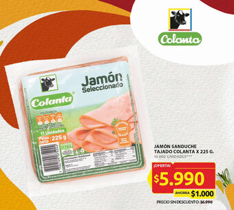 Ara JAMÓN SANDUCHE TAJADO COLANTA X 225 G. oferta
