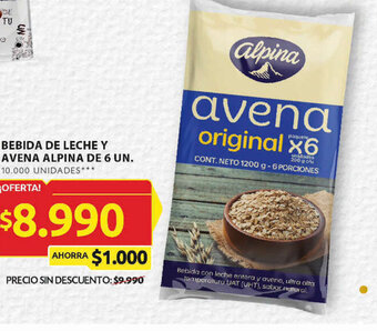 Ara BEBIDA DE LECHE Y AVENA ALPINA DE 6 UN. oferta