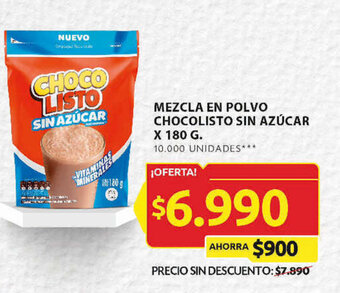 Ara MEZCLA EN POLVO CHOCOLISTO SIN AZÚCAR x 180 G. oferta