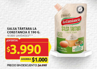 Ara SALSA TÁRTARA LA CONSTANCIA X 190 G. oferta