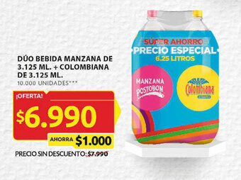 Ara DÚO BEBIDA MANZANA DE 3.125 ML. + COLOMBIANA DE 3.125 ML. oferta