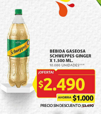 Ara BEBIDA GASEOSA SCHWEPPES GINGER X 1.500 ML. oferta