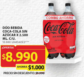 Ara DÚO BEBIDA COCA-COLA SIN AZÚCAR X 2.500 ML. C/U. oferta