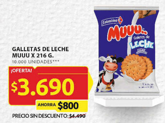 Ara GALLETAS DE LECHE MUUU X 216 G. oferta
