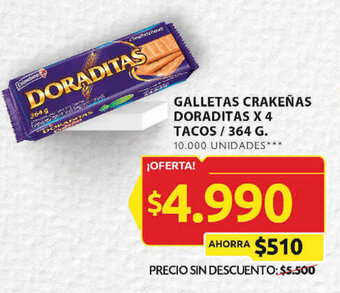 Ara GALLETAS CRAKEÑAS DORADITAS X 4 TACOS / 364 G. oferta