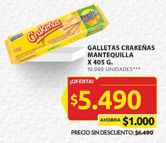 Ara GALLETAS CRAKEÑAS MANTEQUILLA X 405 G. oferta