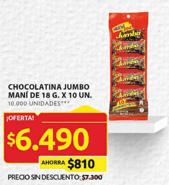 Ara CHOCOLATINA JUMBO MANÍ DE 18 G. X 10 UN. oferta