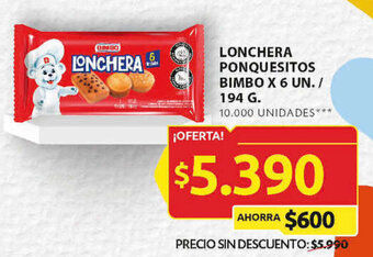 Ara LONCHERA PONQUESITOS BIMBO X 6 UN. / 194 G. oferta