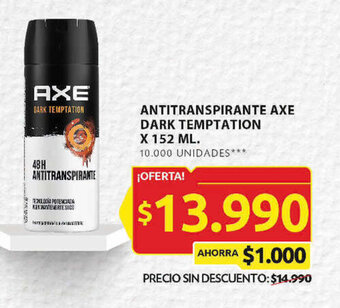 Ara ANTITRANSPIRANTE AXE DARK TEMPTATION X 152 ML. oferta
