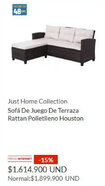 Homecenter Just Home Collection Sofá De Juego De Terraza Rattan Polietileno Houston oferta