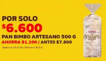 Oxxo PAN BIMBO ARTESANO 500 G oferta