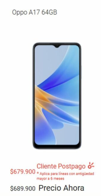 Claro Oppo A17 64GB oferta