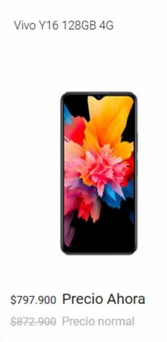 Claro Vivo Y16 128GB 4G oferta