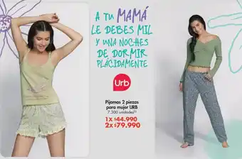 Metro Pijamas 2 piezas para mujer urb oferta