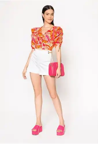 Blusa manga corta con canal ruche