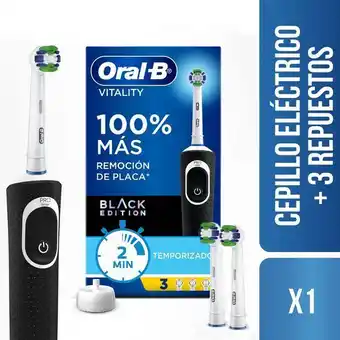 Metro Cepillo eléctrico oral-b vitality black edition + 3 repuestos+ mango + cargador oferta