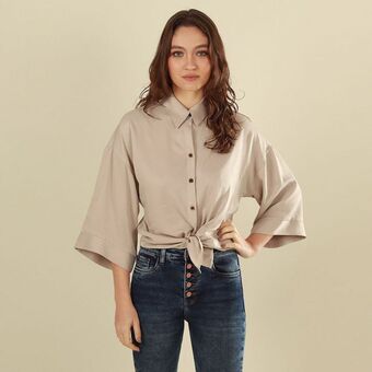 Fuera de Serie Blusa cuello camisero manga 3/4 oferta