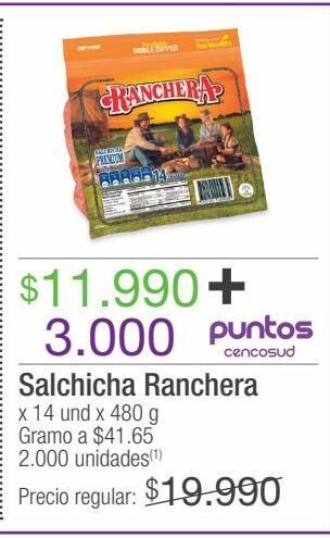 Jumbo Salchicha ranchera x 14 und x 480 g oferta