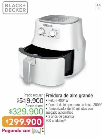 Jumbo Black & decker freidora de aire grande • ref. hf4004w oferta