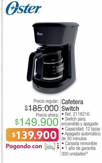 Jumbo Oster cafetera switch • ref. 2118216 oferta