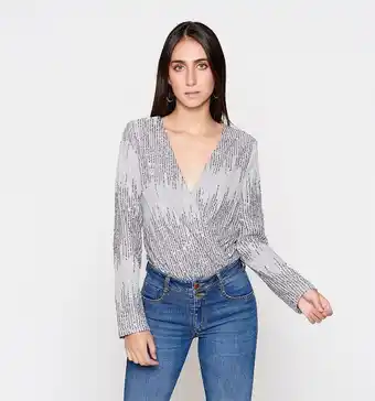 Studio F Body manga larga en lentejuelas oferta
