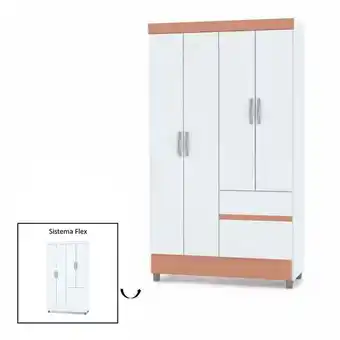Éxito Closet 4 puertas con 2 cajones bonic blanco/salmón flex oferta