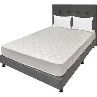 Linio Combo colchón doble 140x190 espumado multisleep gris base cama entera cabecero almohadas oferta