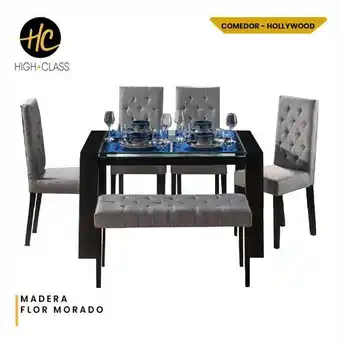 Éxito Juego de comedor 6 puestos rectangular hollywood oferta