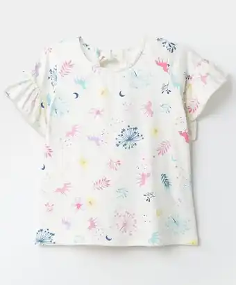 Polito Blusa manga corta para bebé niña en tela suave color marfil oferta