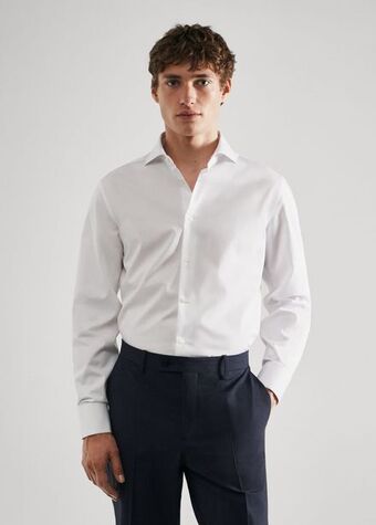 Mango Camisa traje regular fit algodón oferta