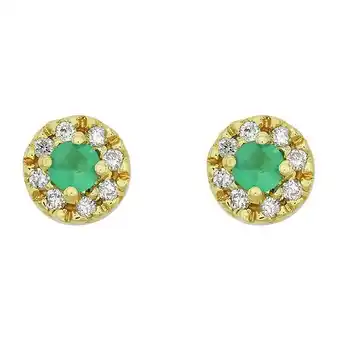 Kevin's Joyeros Topos en oro amarillo de 18 kilates, con 2 esmeraldas centrales de 0.12 ct y decoración en diamantes de 0.09 ct oferta