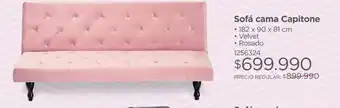 Easy Sofá cama capitone • 182 x 90 x 81 cm • velvet • rosado oferta