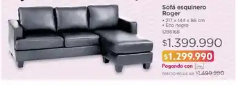 Easy Sofá esquinero roger • 217 x 144 x 86 cm • eco negro oferta