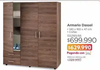 Easy Armario dassel • 140 x 160 x 47 cm • coñac oferta